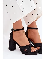 Dámské sandály na podpatku s imitací semiše černé Rosetta