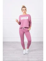 Sada s potlačou Queen tmavo ružová