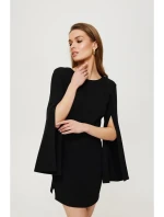 K190 Mini šaty s delenými rukávmi - čierne