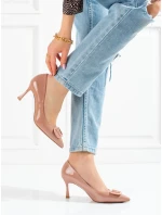 Jedinečné lodičky dámske hnedé na ihličkovom podpätku Jedinečné lodičky dámske hnedé na ihličkovom podpätku