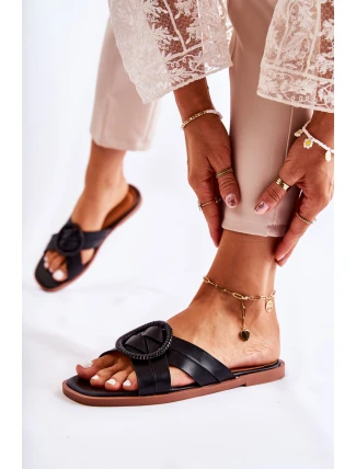 Damskie Modne Klapki Czarne Sansa