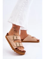 Klasyczne Damskie Klapki Big Star LL274478 Beżowe