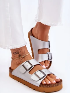 Klasyczne Damskie Klapki Big Star LL274476 Srebrne