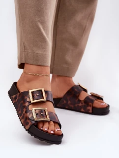 Pachnące Klapki Damskie Z Klamrami Panterka ZAXY RR285059 Brązowe
