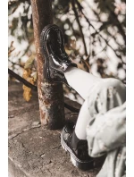 Dziecięce Lakierowane Ocieplane Botki Czarne Porky