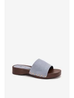 Dámské pantofle se zlatými sponami modré Ferinna