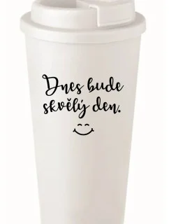 TODAY WILL BE A GREAT DAY - biely termohrnček 475 ml
