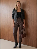Dámske voskované nohavice s balónovým strihom, hnedé, FashionStreet UY3122 Dámske voskované nohavice s balónovým strihom, hnedé, FashionStreet UY3122
