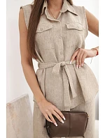 Dámska súprava s uzlovou blúzkou a širokými nohavicami fango Dámska súprava s uzlovou blúzkou a širokými nohavicami fango