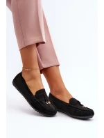 Damskie Zamszowe Klasyczne Mokasyny Czarne Ontala