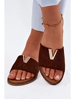 Dámské ploché s ozdobným detailem V Čokoládové Nelmira