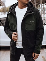 Pánska prechodná bunda do dažďa čierno-zelená FashionStreet TX4917