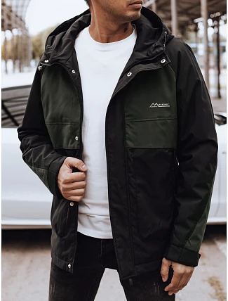 Pánska prechodná bunda do dažďa čierno-zelená FashionStreet TX4917