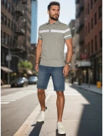 Pánska polokošeľa s pruhmi sivá FashionStreet PX0629