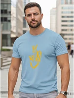 Pánske bavlnené tričko s potlačou Smile Crown modré FashionStreet NX0138R Pánske bavlnené tričko s potlačou Smile Crown modré FashionStreet NX0138R