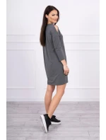 Šaty s 3D grafikou, grafitová čipka