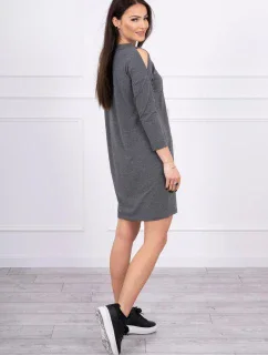 Šaty s 3D grafikou, grafitová čipka