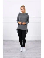 Mikina s kapucňou s dlhým chrbtom v grafitovej farbe