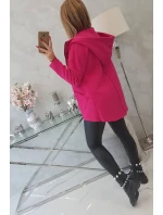 Zateplená mikina s predĺženým chrbtom a vreckami fuchsiová Zateplená mikina s predĺženým chrbtom a vreckami fuchsiová