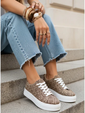 Dámske šnurovacie tenisky na hrubej podrážke hnedej farby FashionStreet ZY1380