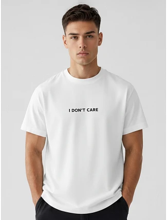 Pánske tričko oversize s nápisom I DON'T CARE white FashionStreet NX1044R Pánske tričko oversize s nápisom I DON'T CARE white FashionStreet NX1044R