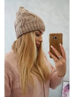 Fleecová čiapka Sylwia K244 tmavo béžová