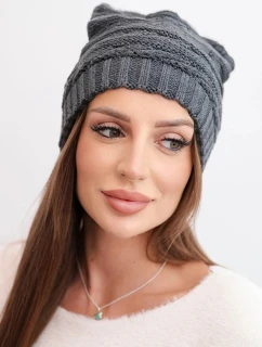 Dámska zimná čiapka s klasickým rebrovaním K439 graphite