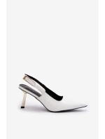 Lakierowane Szpilki Z Odkrytą Piętą Białe Filona