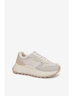 Ocieplane Sneakersy Damskie Na Platformie Big Star SS274008 HI-POLY SYSTEM Jasnobeżowe