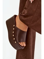 Dámské nazouváky na platformě s nýty čokoládové Mareline