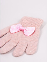 Dievčenské päťprsté rukavice Yoclub s mašľou RED-0070G-AA50-007 Pink