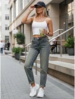 Dámske sivé džínsy s vysokým pásom v mom fit strihu FashionStreet UY3002 Dámske sivé džínsy s vysokým pásom v mom fit strihu FashionStreet UY3002
