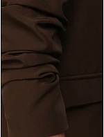 Dámske klasické sako s volánovými rukávmi čokoládové FashionStreet PY0138 Dámske klasické sako s volánovými rukávmi čokoládové FashionStreet PY0138