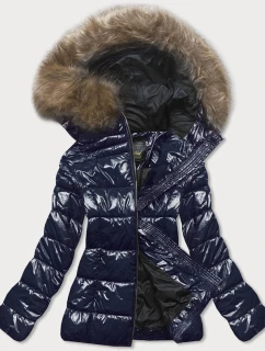 Dámska maľovaná prešívaná bunda Dark Blue (7695)