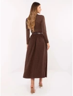 Elegantná maxi sukňa s ozdobným lemom hnedá (19720)