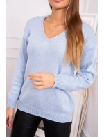 Sveter s výstrihom do V modrý