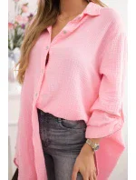 Plus veľkosť bavlnené mušelínové tričko Candy Pink