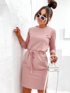 Púdrovo ružové bavlnené šaty (700)