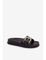 Ženské pantofle s zlatým sponou Černé Rosivana