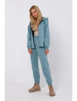 M761 Mikina s kapucňou na zips a klokaním vreckom - agáve