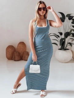 LETNÉ LOVE maxi šaty v jednej veľkosti modro-biele FashionStreet EY2612