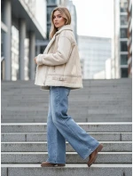 FashionStreet béžová dámska bunda z ovčej kože ramones TY5245z
