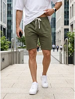 Pánske teplákové šortky so šnúrkou, khaki, FashionStreet SX2627 Pánske teplákové šortky so šnúrkou, khaki, FashionStreet SX2627