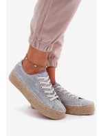Trampki Damskie Na Platformie Z Plecionką Lee Cooper LCW-25-02-3283 Niebieskie