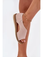 Skórzane Sandały Damskie Artiker 46C1018 Jasnoróżowe