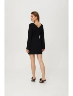 K190 Mini šaty s delenými rukávmi - čierne