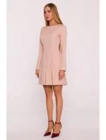 M872 Šaty s obrátenými záhybmi - béžové M872 Šaty s obrátenými záhybmi - béžové