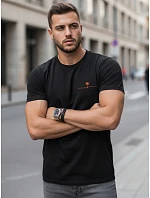 Pánske bavlnené tričko s minimalistickou potlačou čierne FashionStreet NX0156R Pánske bavlnené tričko s minimalistickou potlačou čierne FashionStreet NX0156R