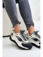 Skórzane Sneakersy Damskie Na Platformie Big Star OO274A220 HI-POLY SYSTEM Biało-Czarne