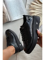 Skórzane Lakierowane Półbuty Damskie Na Platformie Artiker 57C2041 Czarne